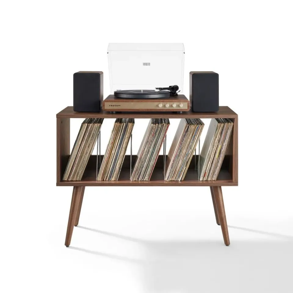 Crosley Liam Small skivspelarbänk valnöt vinylhylla