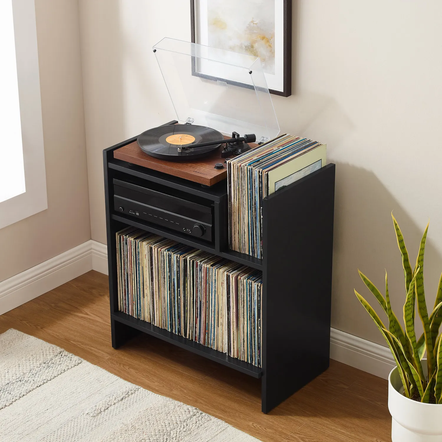 Crosley Portland skivspelarställ svart för vinyl