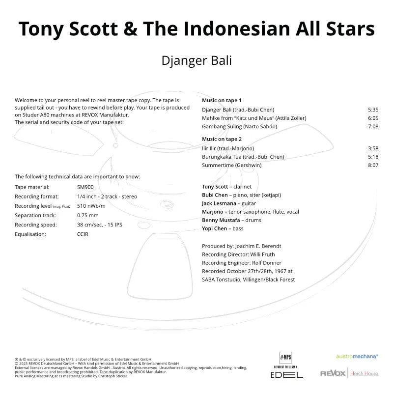 Revox Tony Scott Djanger Bali masterband CCIR jazz