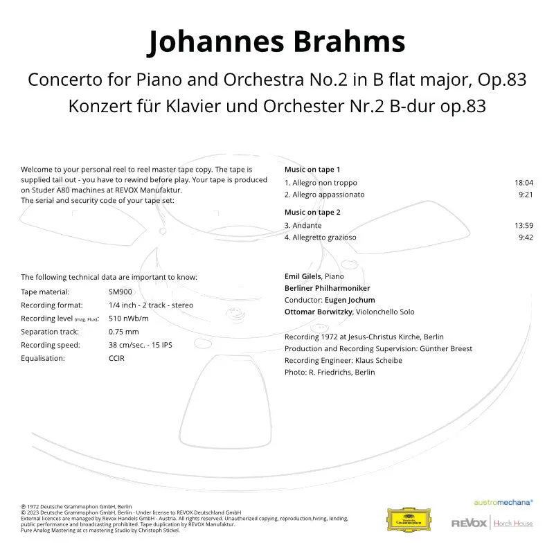Revox Brahms Pianokonsert 2 masterband standard CCIR