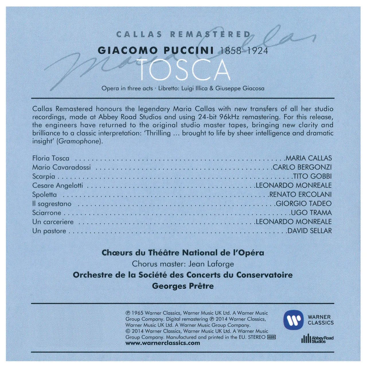 Revox Puccini Tosca Maria Callas masterband opera