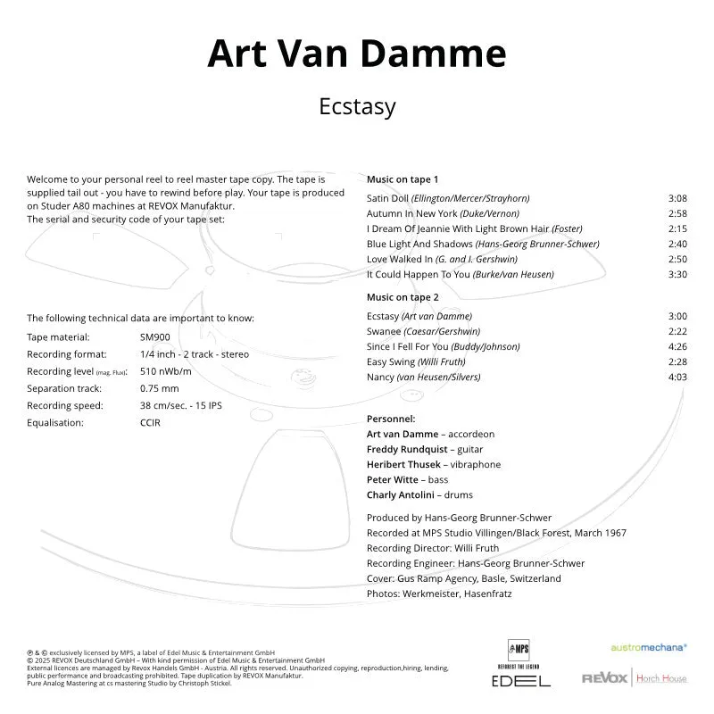 Revox Art Van Damme Ecstasy masterband jazz dragspel