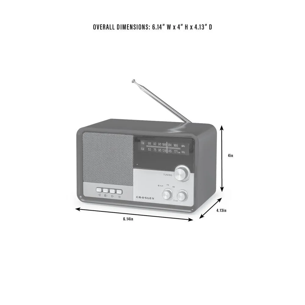 Crosley Tribute radio charcoal AM/FM bluetooth hörlur