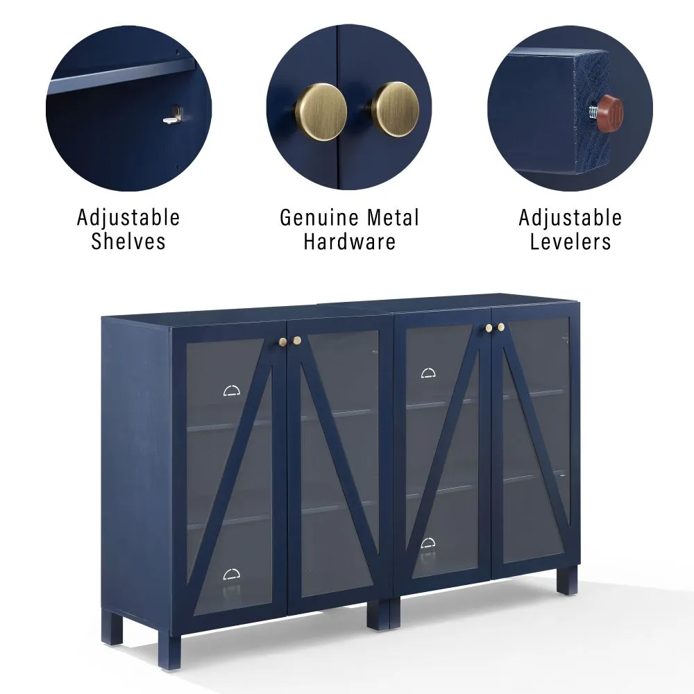 Crosley Cassai sideboard mediamöbel 2-del marinblå glas