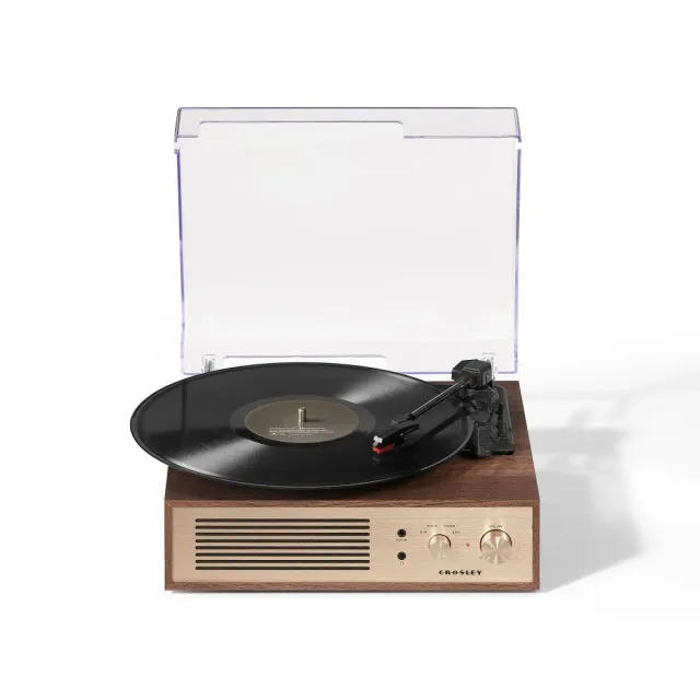 Crosley Miles skivspelare valnöt med radio
