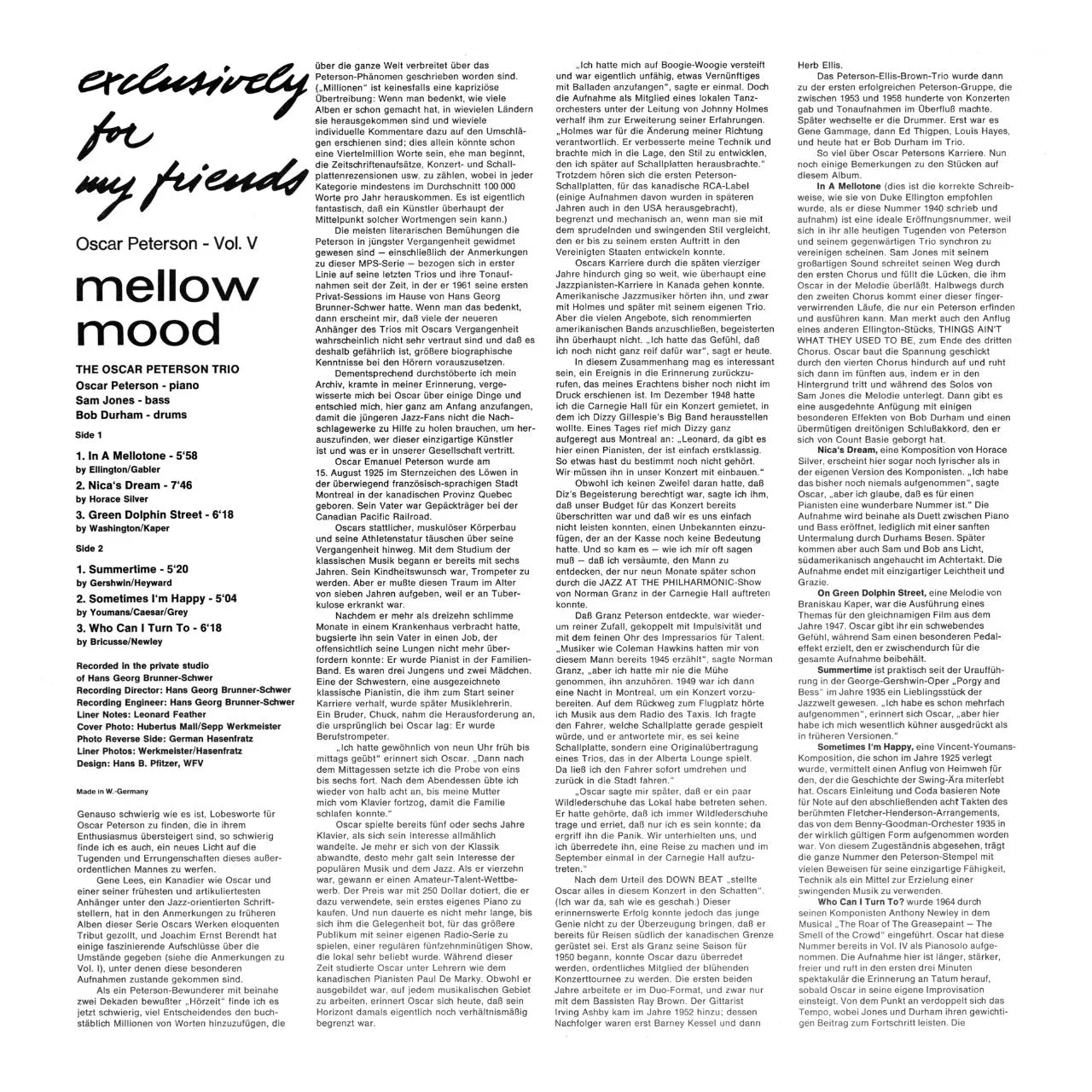 Revox Mellow Mood Oscar Peterson masterband standard