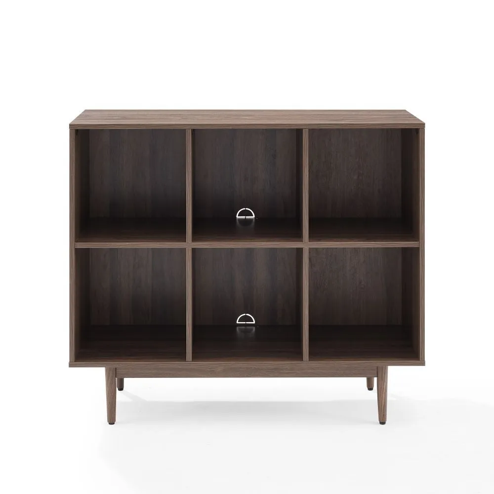 Crosley Liam 6 skivhylla valnöt 6 fack