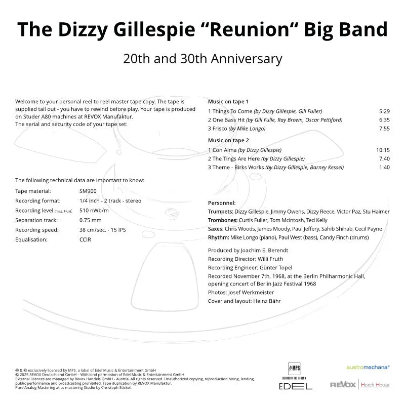 Revox Dizzy Gillespie Reunion Big Band masterband