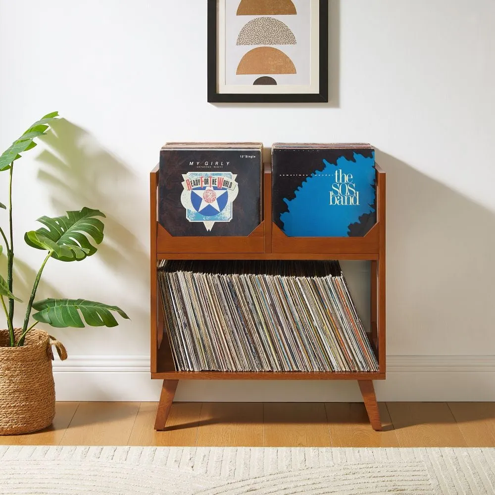 Crosley Asheville Medium vinylbänk valnöt lagring