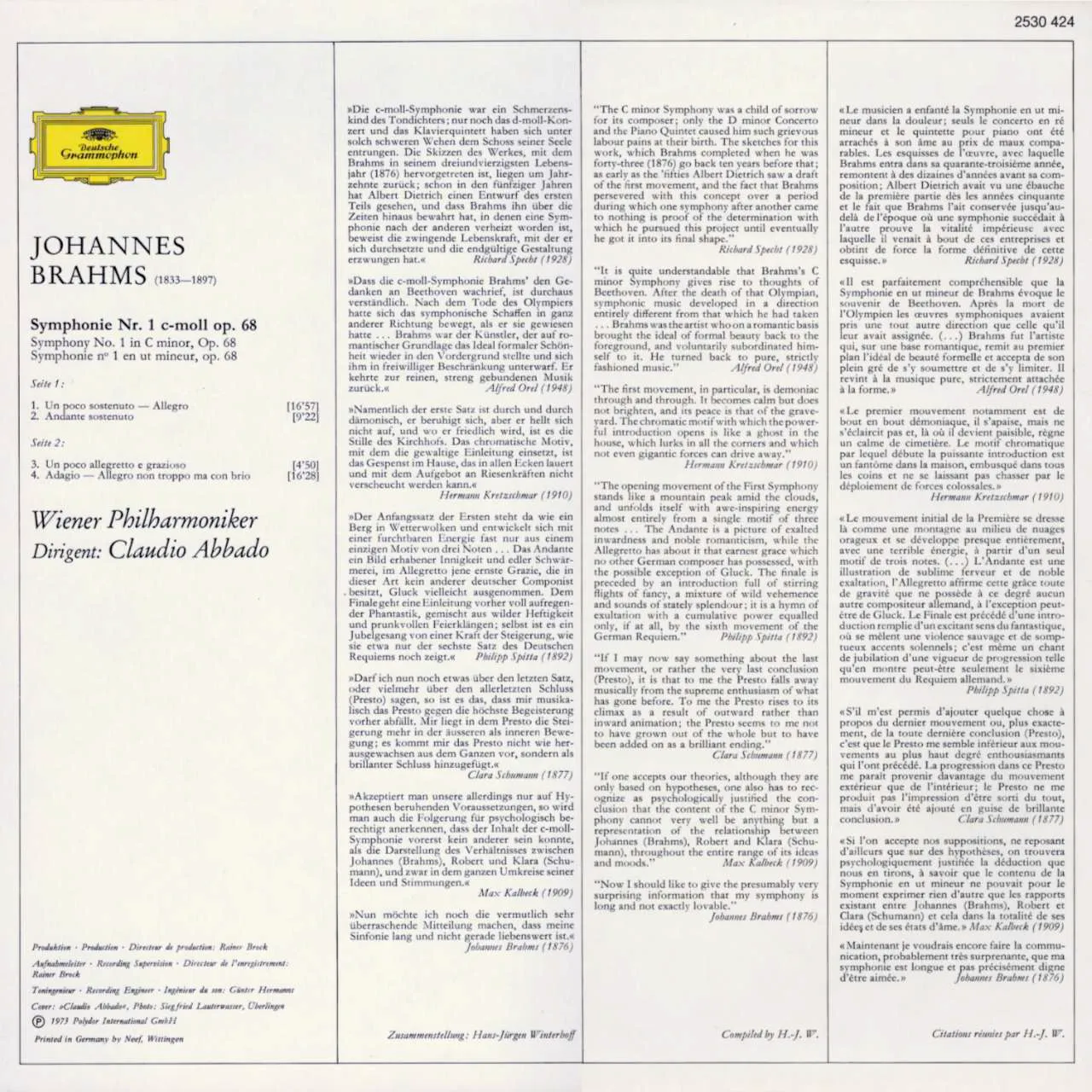 Revox Brahms Symfoni nr 1 Abbado masterband CCIR