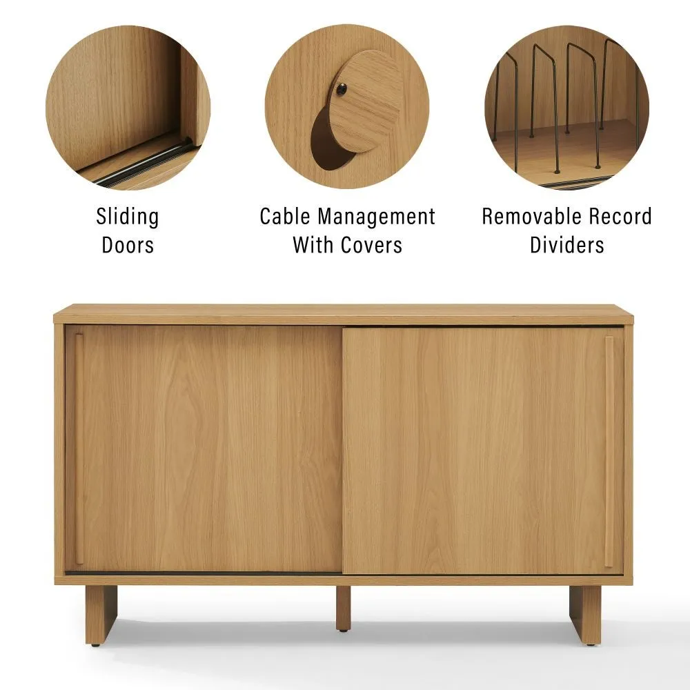 Crosley Gemma skivspelarmöbel White Oak med vinylförvaring