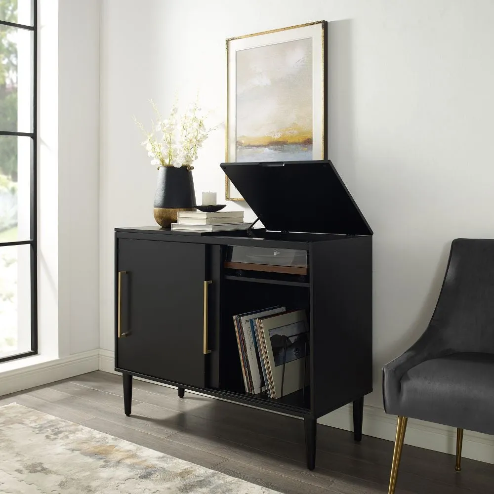 Crosley Everett mediamöbel vinyl Matt Black
