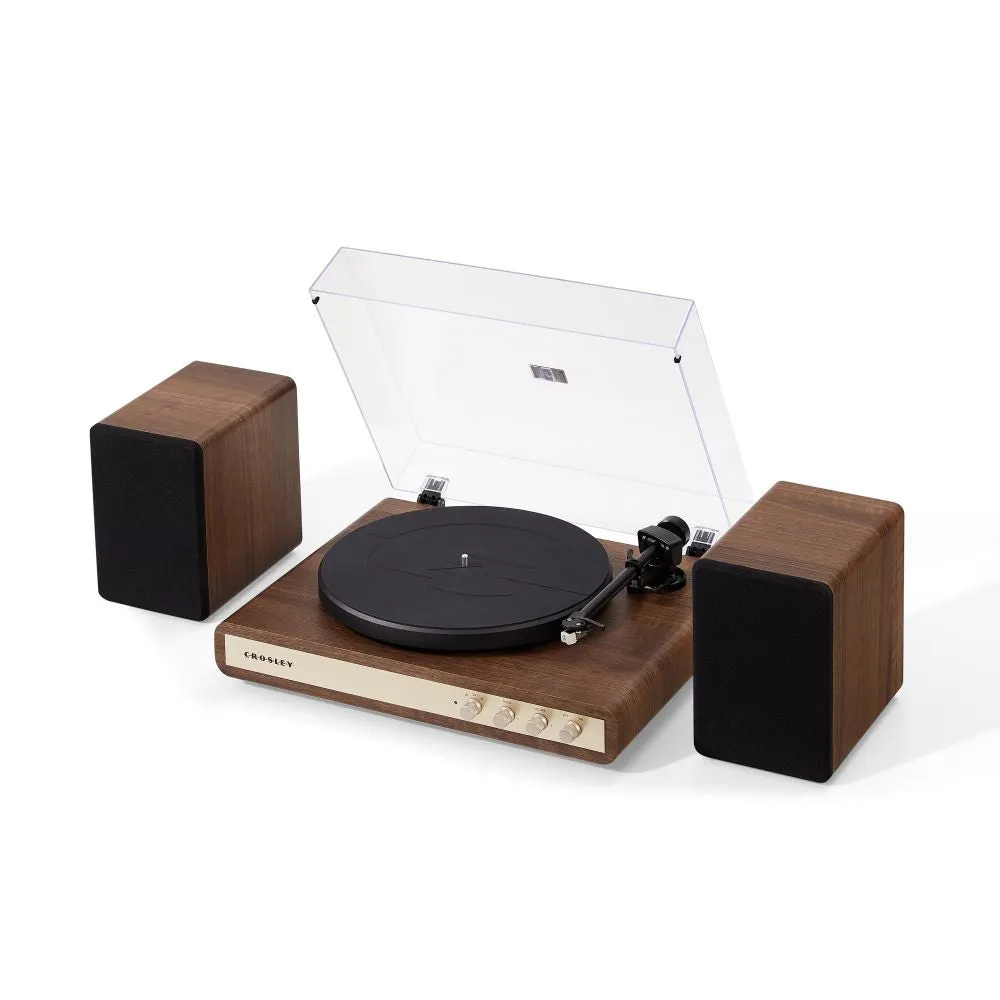 Crosley C65 skivspelare med högtalare valnöt
