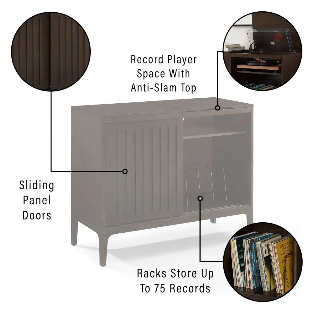 Crosley Asher Large skivspelarbänk mörkbrun vinylförvaring