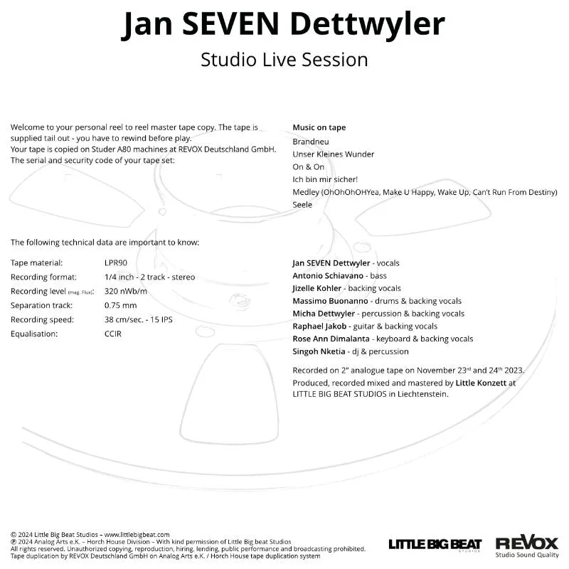 Revox Jan Seven Dettwyler Studio Live Session masterband