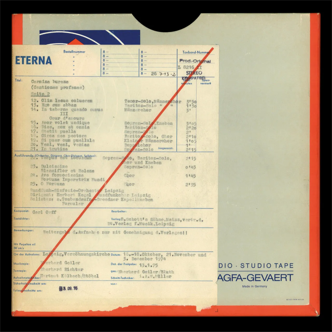 Revox Orff Carmina Burana masterband 1/4 tum CCIR