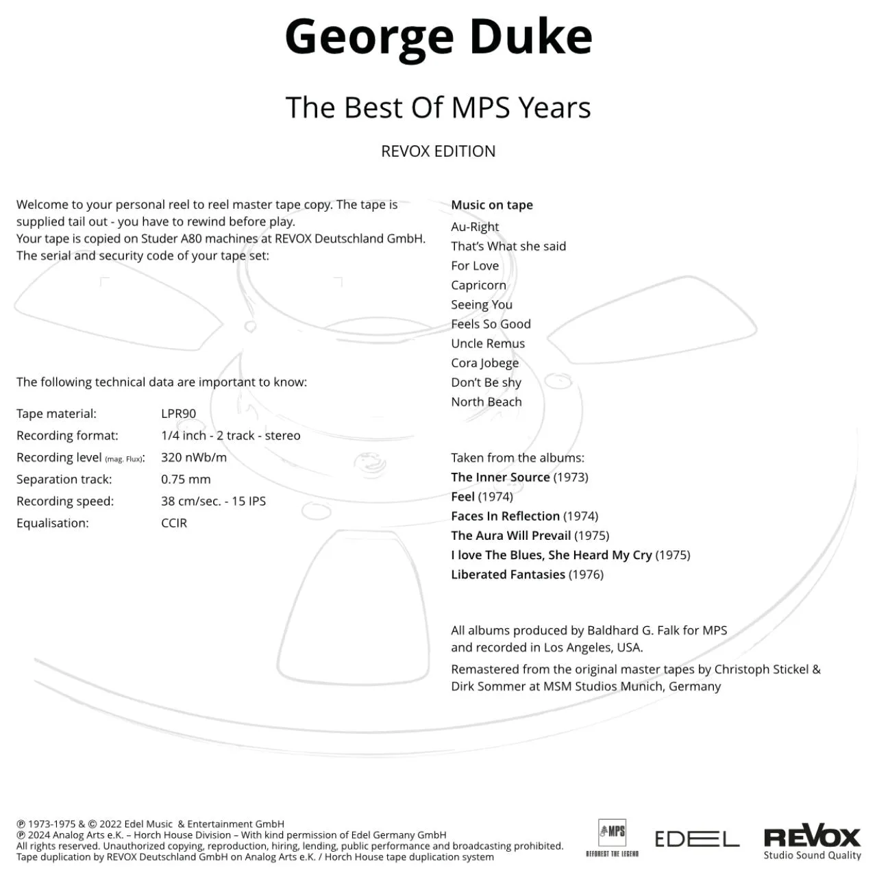 Revox George Duke Best Of MPS rullband CCIR