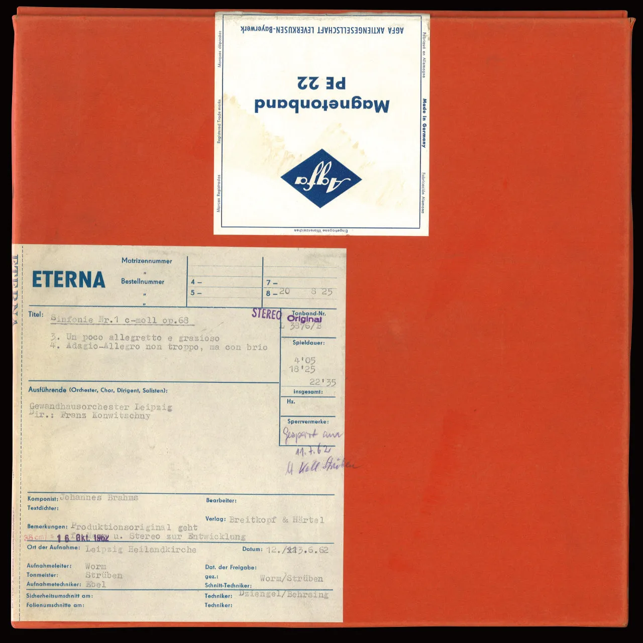 Revox Johannes Brahms Symphony No. 1 masterband Standard Master