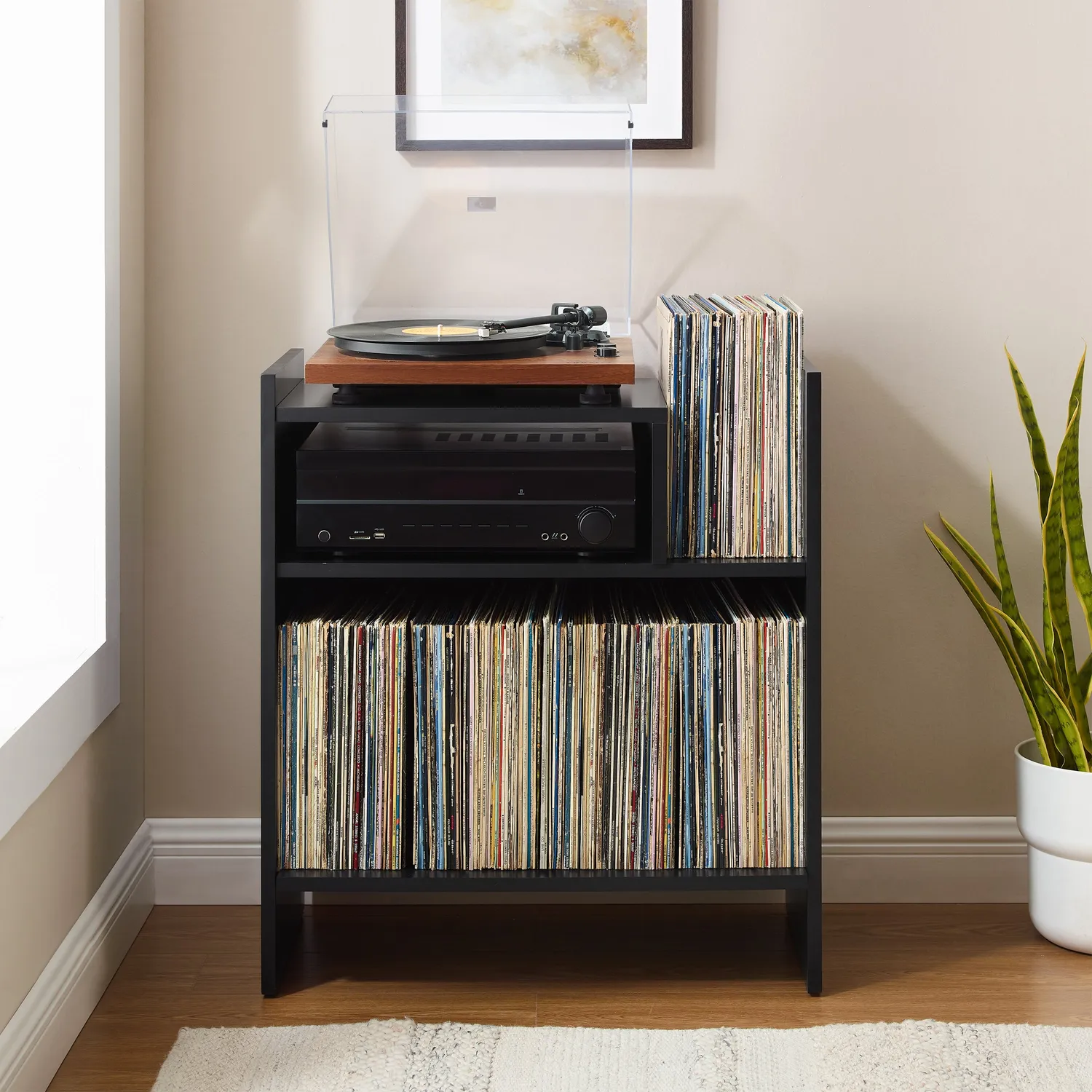 Crosley Portland skivspelarställ svart för vinyl
