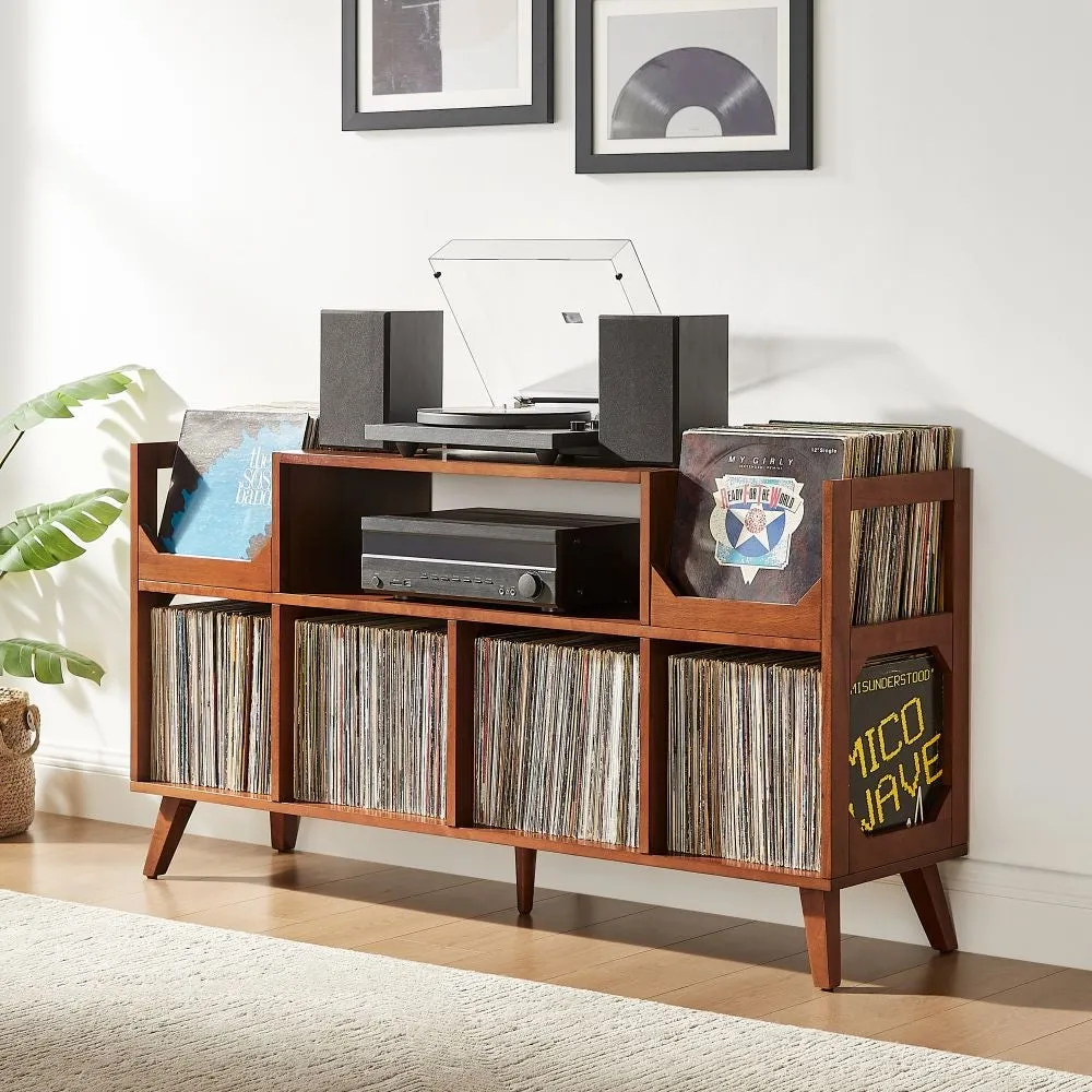 Crosley Asheville XL skivstativ valnöt med vinylförvaring