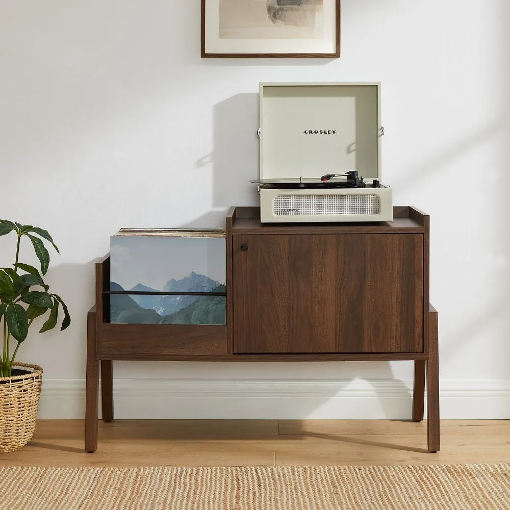 Crosley Luna skivspelarmöbel valnöt vinylförvaring