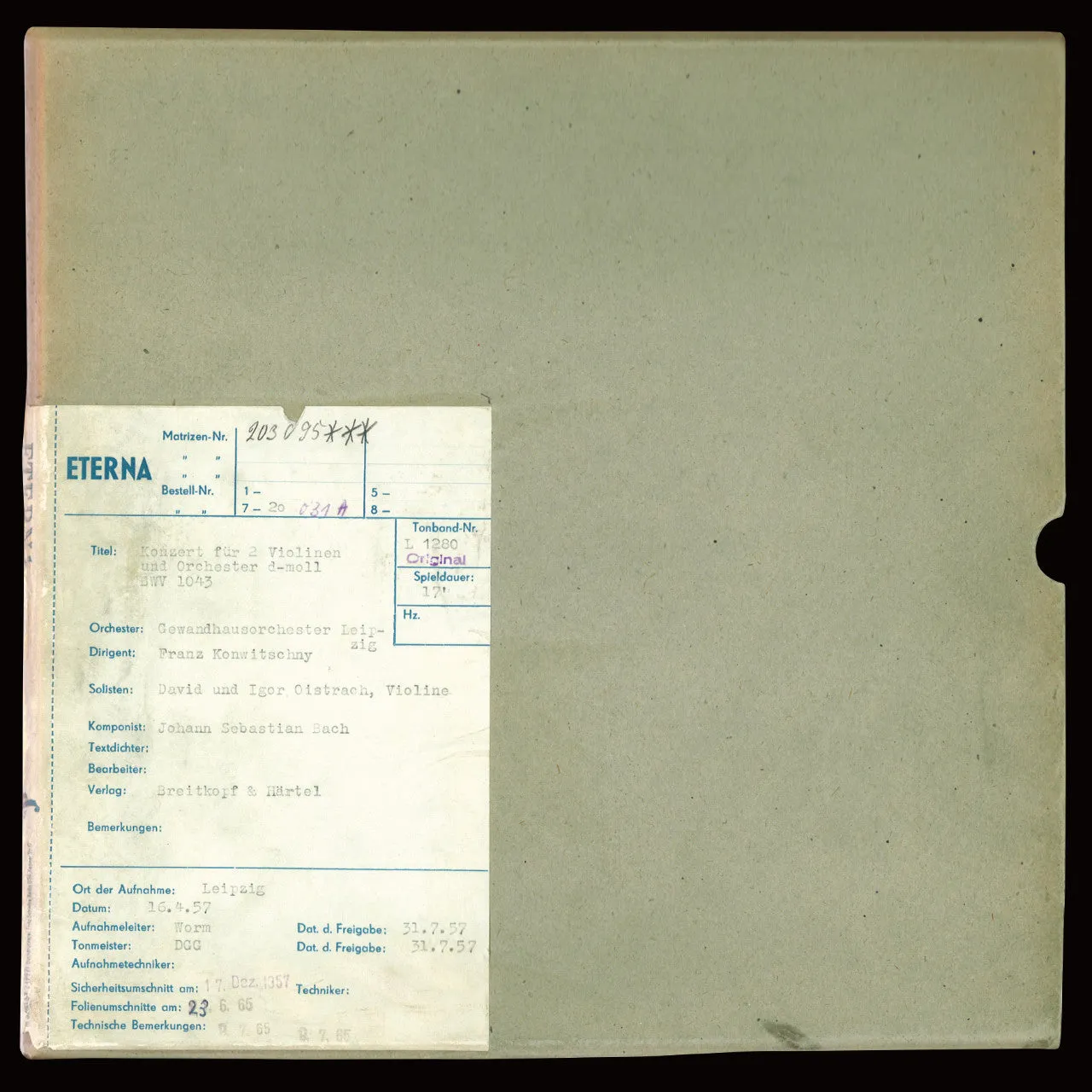 Revox Oistrakh Bach Vivaldi masterband Standard Master