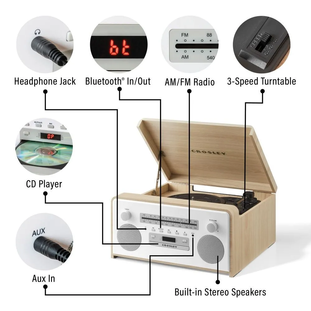 Crosley Carter 7-i-1 skivspelare Natural med radio