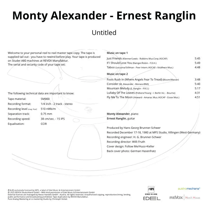 Revox Monty Alexander Ranglin Untitled masterband studio
