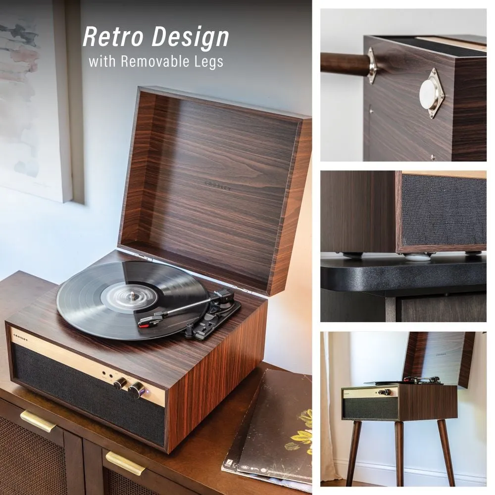 Crosley Jasper skivspelare valnöt med högtalare