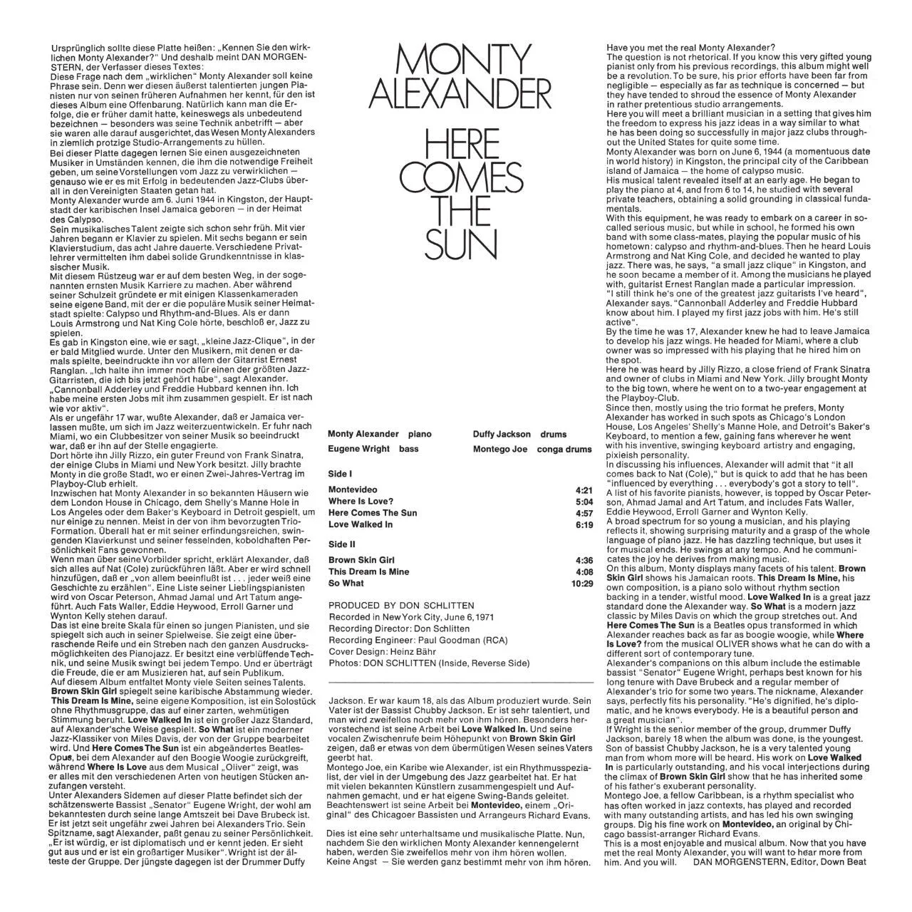 Revox Monty Alexander Here Comes The Sun masterband Standard
