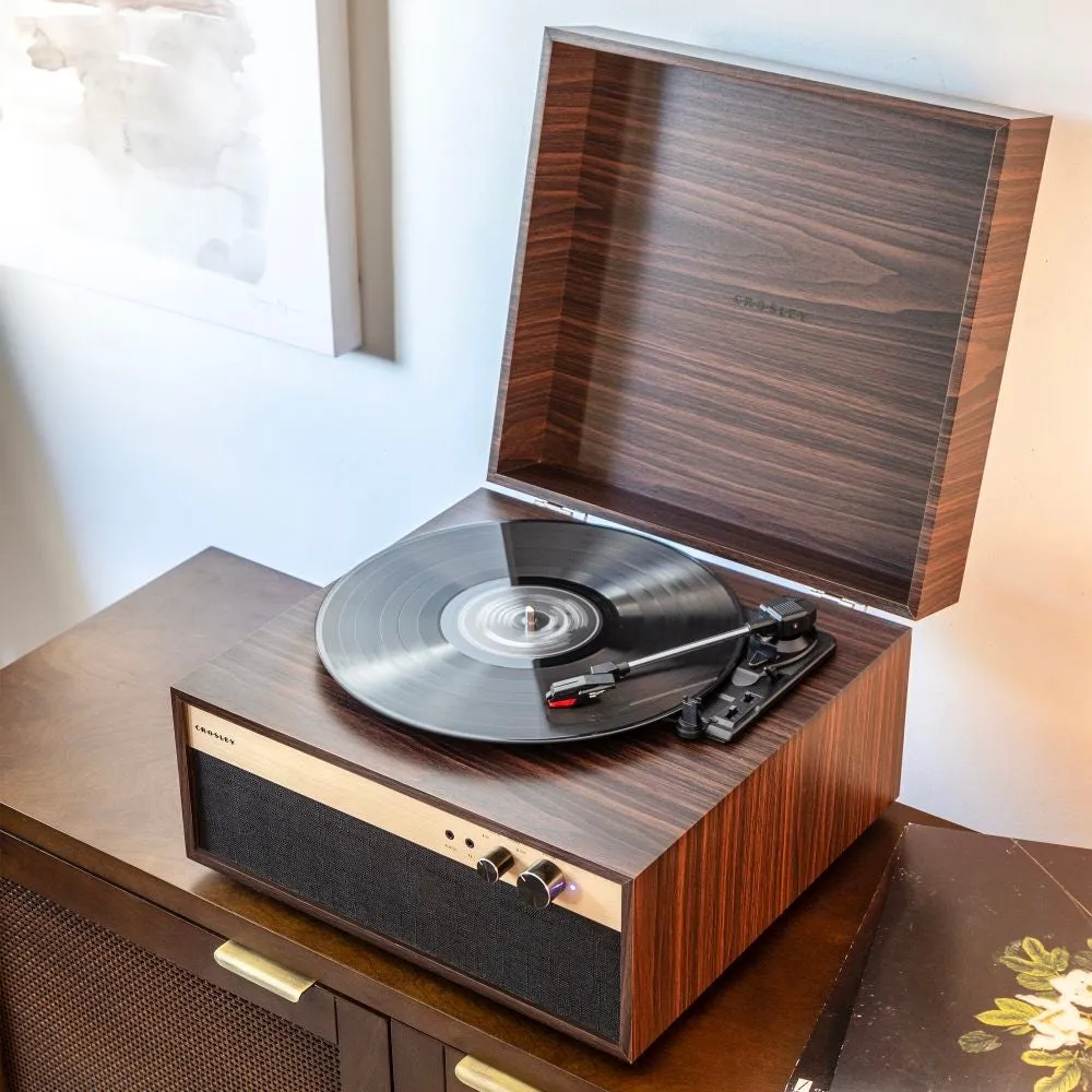 Crosley Jasper skivspelare valnöt med högtalare