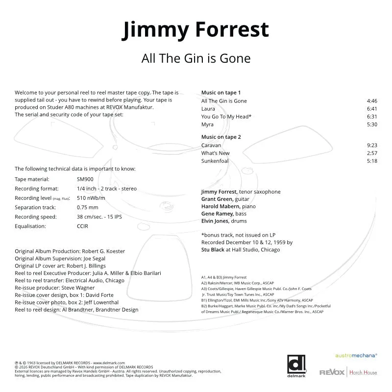 Revox Forrest All The Gin Is Gone rullband standard master CCIR