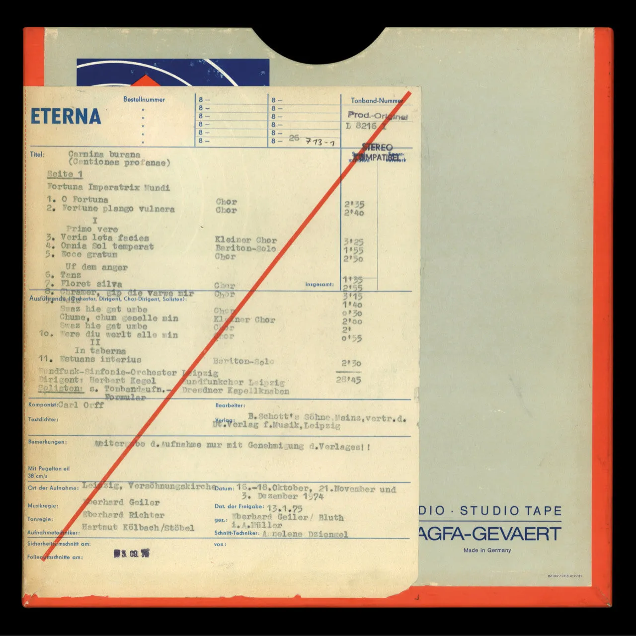 Revox Orff Carmina Burana masterband 1/4 tum CCIR