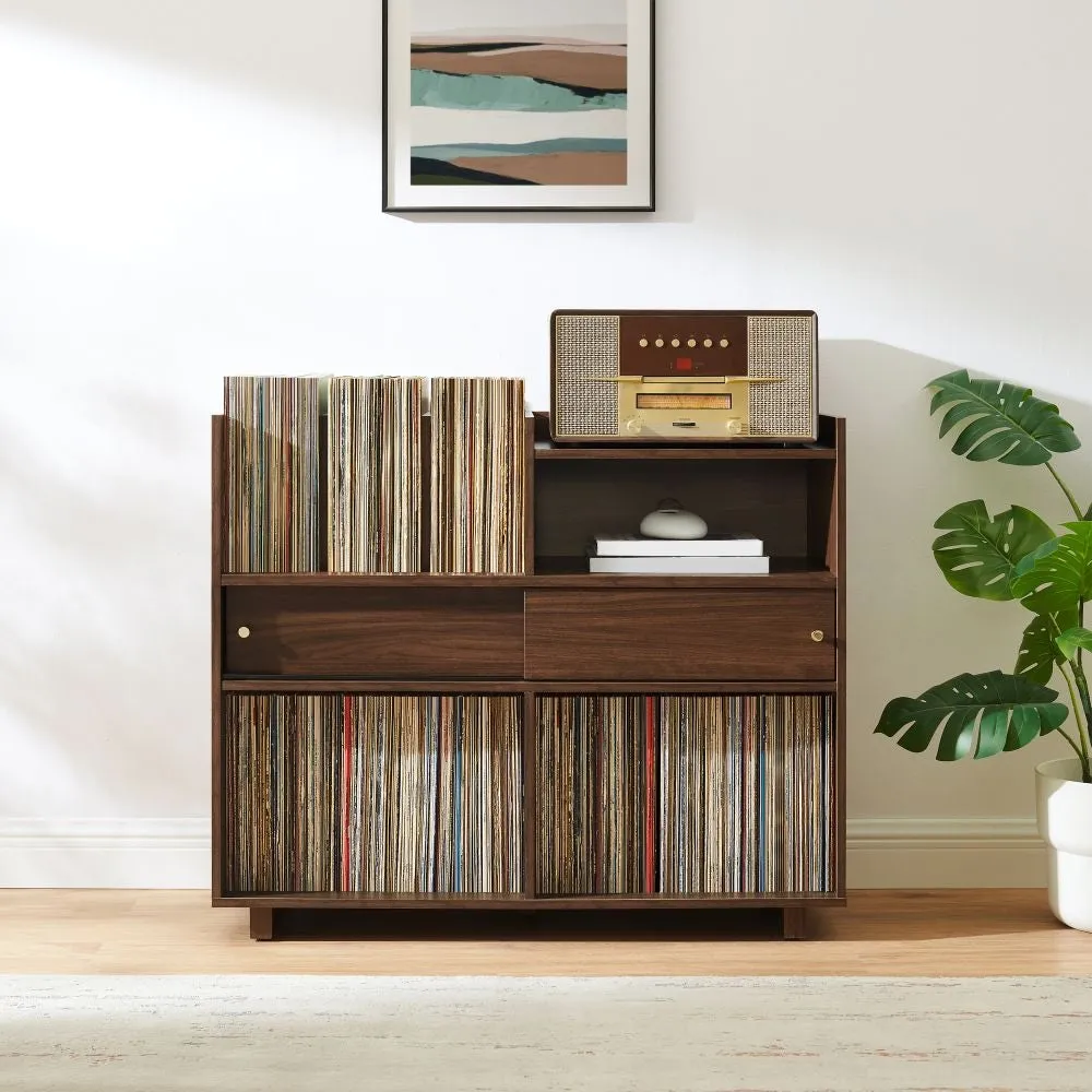 Crosley Dylan skivspelarmöbel valnöt vinylförvaring