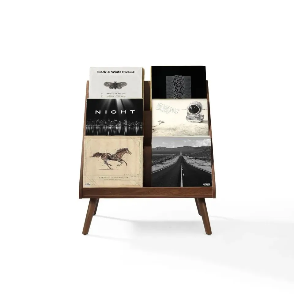 Crosley Liam skivställ valnöt medium vinyl