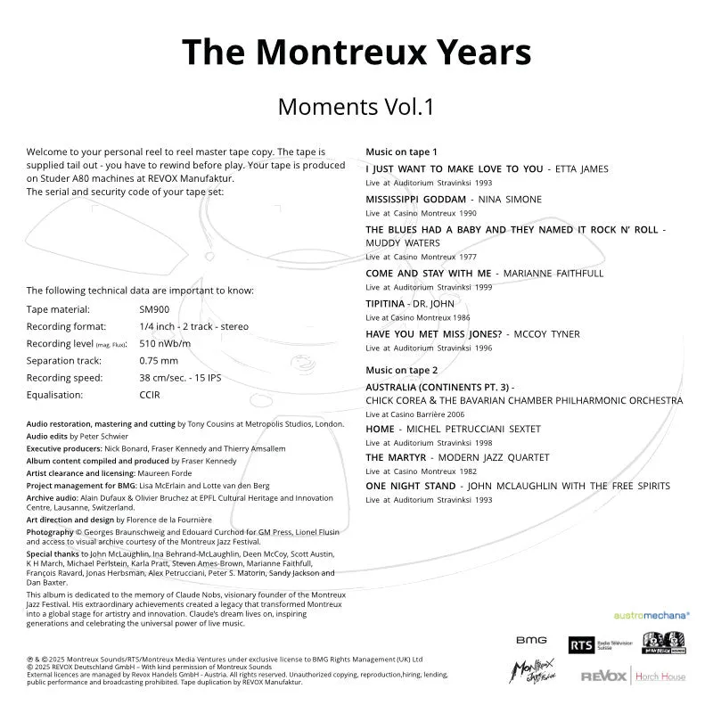 Revox The Montreux Years Moments Vol.1 masterband