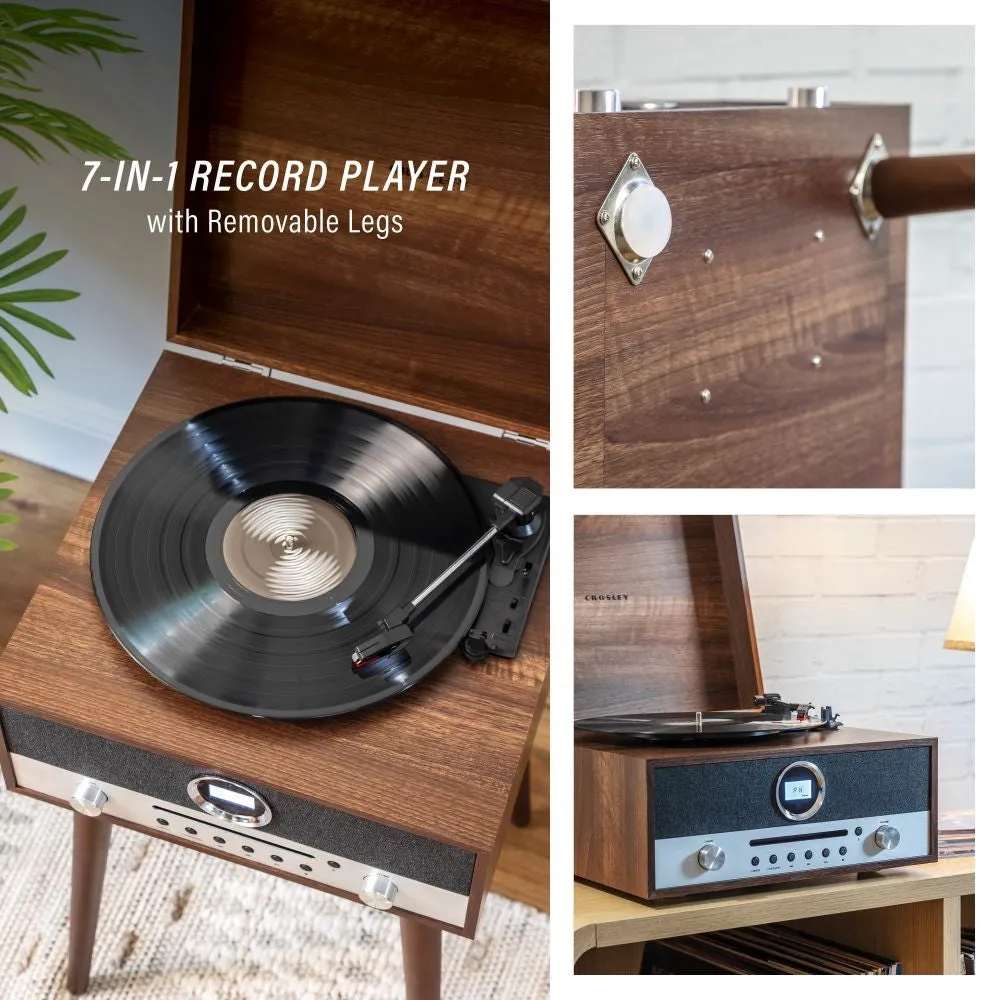 Crosley Nash 7-i-1 skivspelare valnöt multimedia