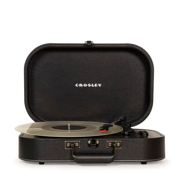 Crosley Discovery reseskivspelare svart med högtalare