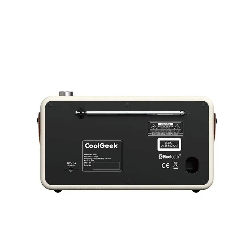CoolGeek VS-02 cd-spelare vit med högtalare Bluetooth
