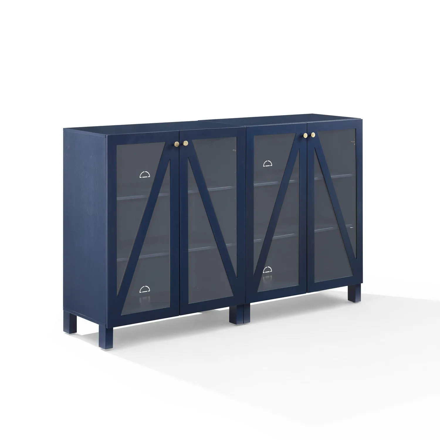 Crosley Cassai sideboard mediamöbel 2-del marinblå glas