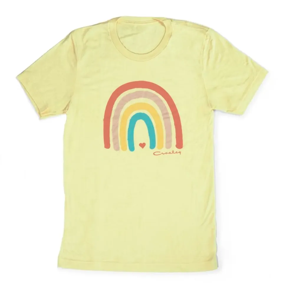 Crosley Rainbow t-shirt gul M mjuk bomull