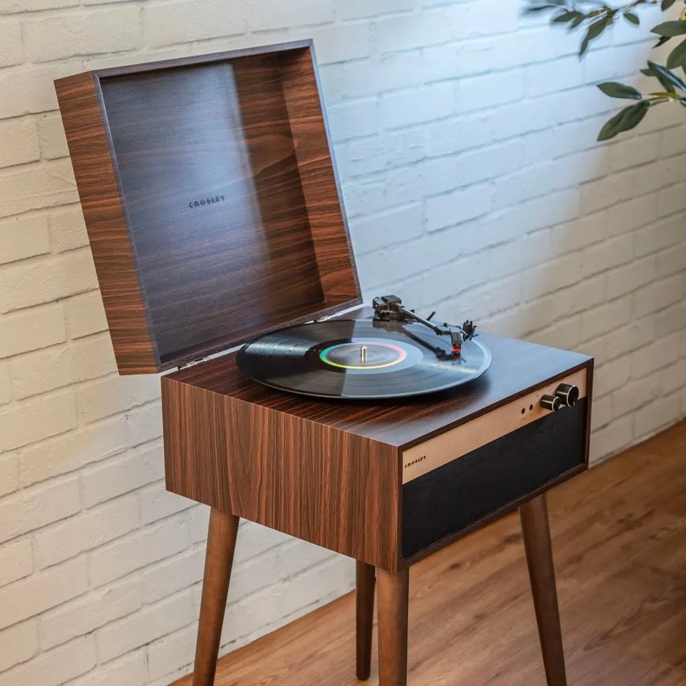 Crosley Jasper skivspelare valnöt med högtalare