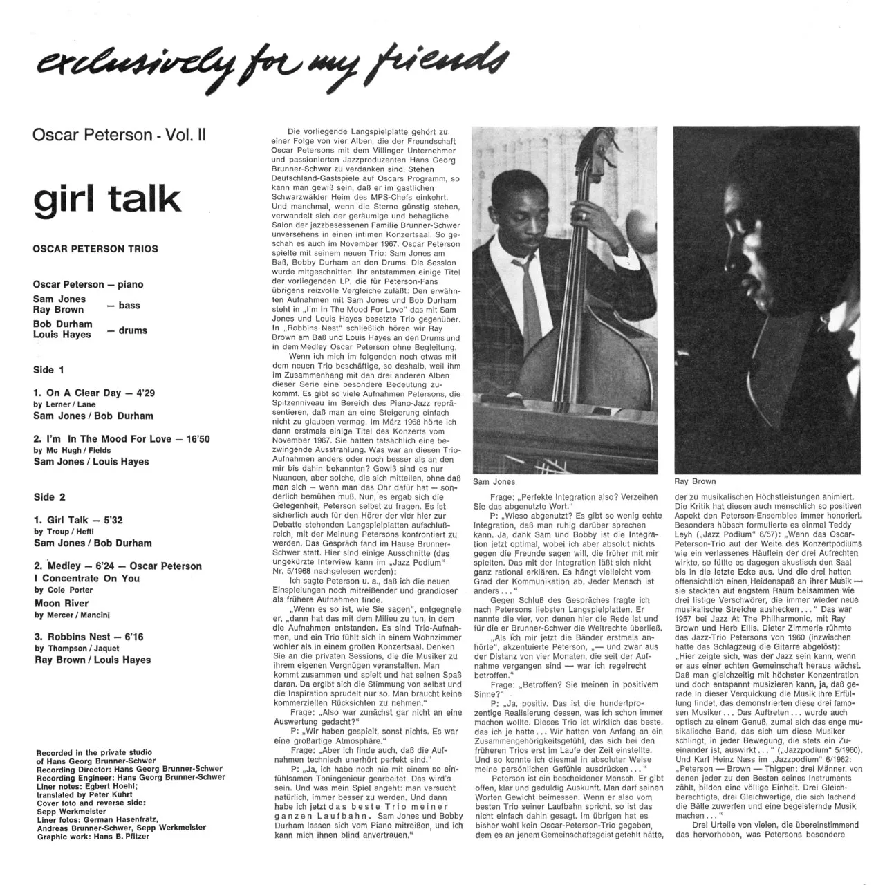 Revox Oscar Peterson Girl Talk masterband Standard Master CCIR