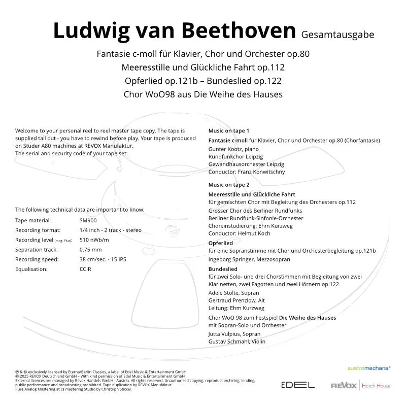Revox Beethoven Complete Edition masterband studio master CCIR