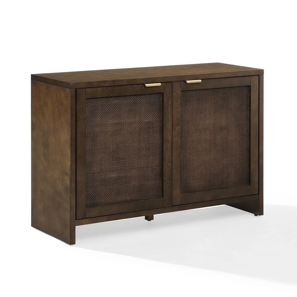 Crosley Kenji mediabänk Dark Brown med skivförvaring