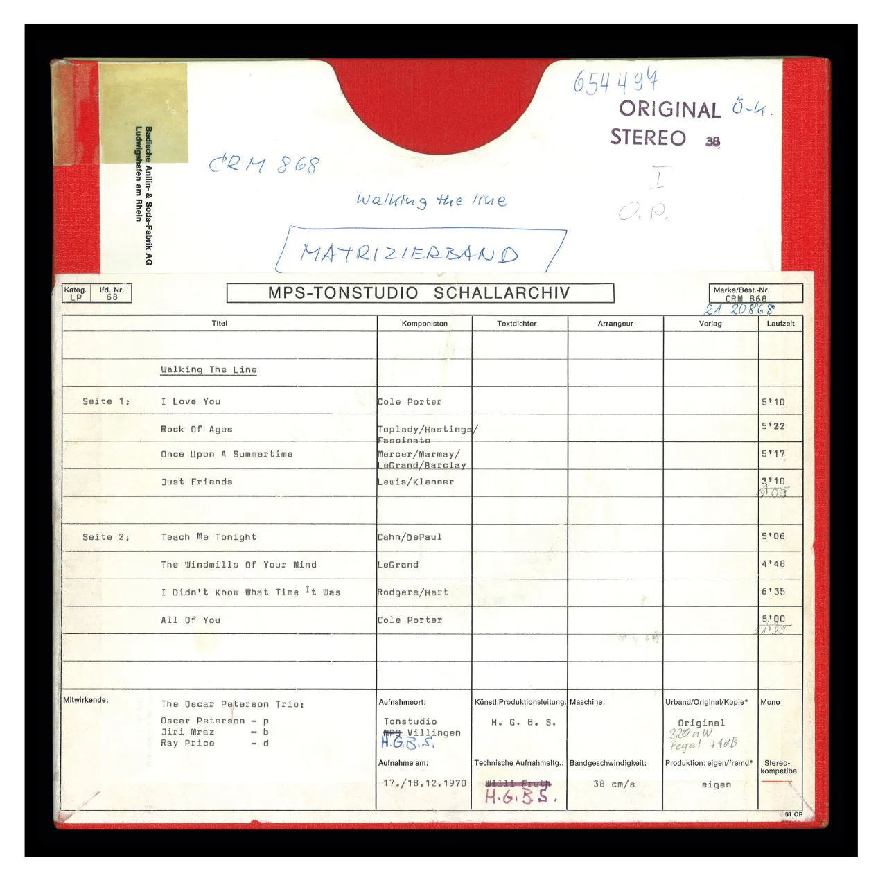 Revox Walking The Line masterband 1/4 tum CCIR jazz