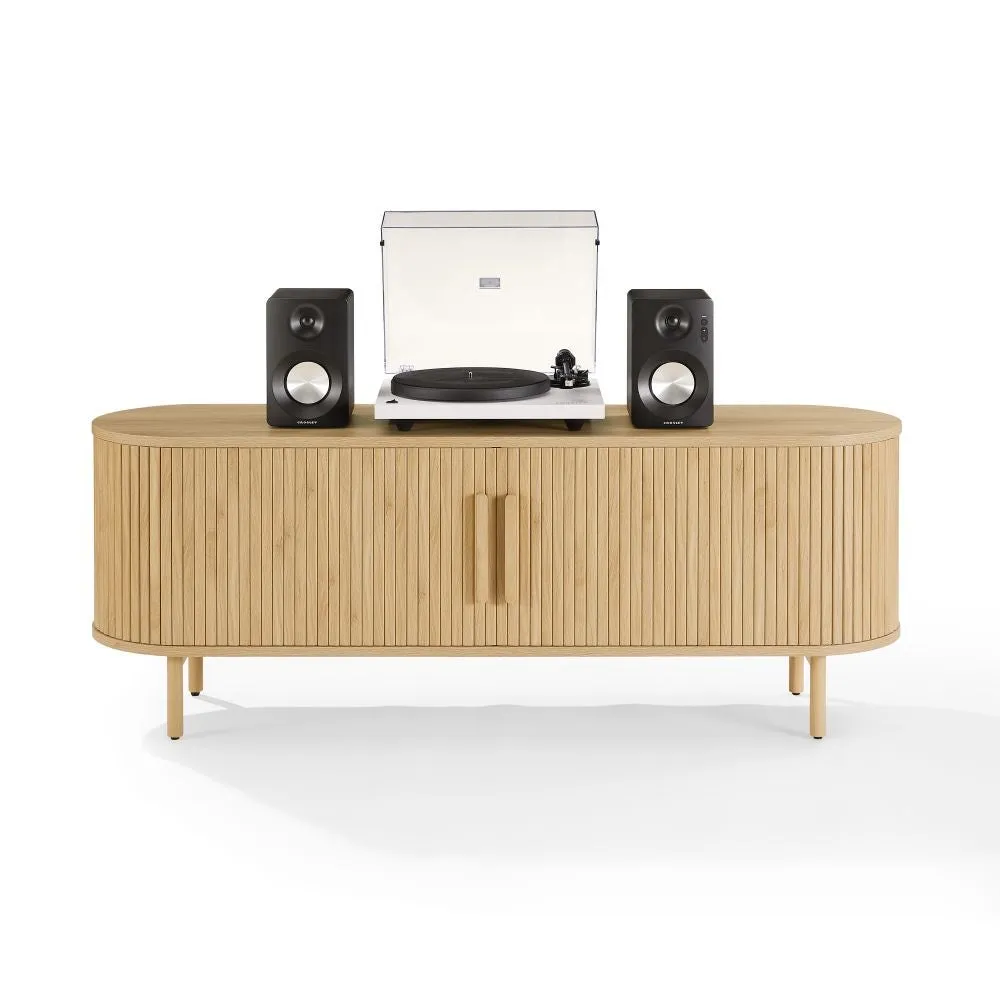 Crosley Ambrose mediabänk vinylförvaring ask