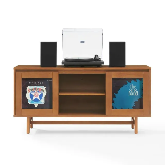 Crosley Dempsey skivspelarbänk valnöt med vinylförvaring