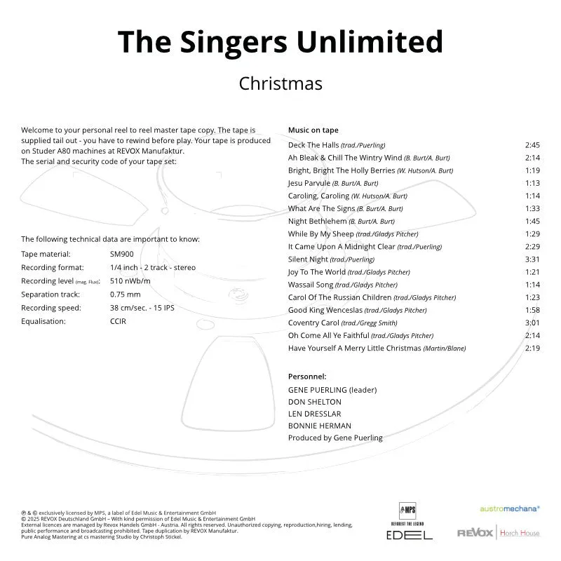 Revox Singers Unlimited Christmas masterband CCIR