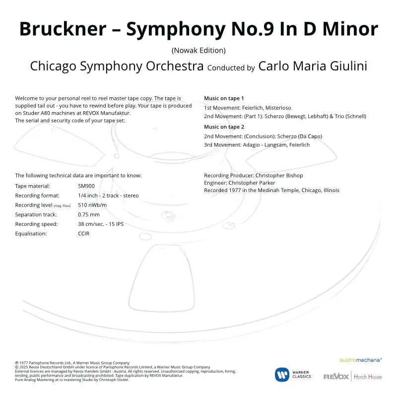 Revox Bruckner Symfoni 9 masterband Studio Master